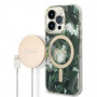 Guess GUBPP14XHJEACSA korpuss + bezvadu lādētājs Apple iPhone 14 Pro Max, Jungle, zaļš cietais korpuss, MagSafe