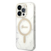 Guess GUBPP14LHMEACSH Apple iPhone 14 Pro vāciņš + bezvadu lādētājs, balts cietais vāciņš, Marble, MagSafe