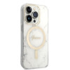 Guess GUBPP14LHMEACSH Apple iPhone 14 Pro vāciņš + bezvadu lādētājs, balts cietais vāciņš, Marble, MagSafe