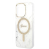 Guess GUBPP14LHMEACSH Apple iPhone 14 Pro vāciņš + bezvadu lādētājs, balts cietais vāciņš, Marble, MagSafe
