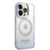 Guess GUHMP14XHTCMU Apple iPhone 14 Pro Max violets cietais futrālis, Gold Outline Translucent, MagSafe