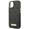 Guess GUHMP14MU4GPRK Apple iPhone 14 Plus / 15 Plus melns cietais maciņš, 4G Logo Plate, MagSafe