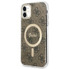 Guess GUBPN61H4EACSW maciņš + bezvadu lādētājs Apple iPhone 11, 4G Print, brūns cietais maciņš, MagSafe