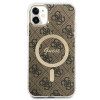 Guess GUBPN61H4EACSW maciņš + bezvadu lādētājs Apple iPhone 11, 4G Print, brūns cietais maciņš, MagSafe