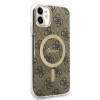 Guess GUBPN61H4EACSW maciņš + bezvadu lādētājs Apple iPhone 11, 4G Print, brūns cietais maciņš, MagSafe