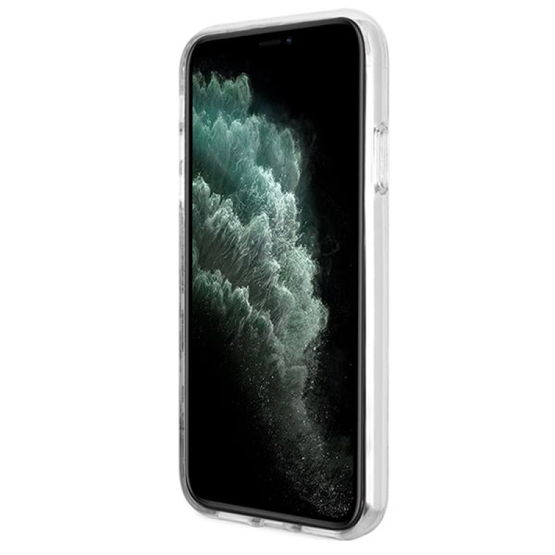 Guess GUBPN61H4EACSW maciņš + bezvadu lādētājs Apple iPhone 11, 4G Print, brūns cietais maciņš, MagSafe