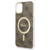 Guess GUBPN61H4EACSW maciņš + bezvadu lādētājs Apple iPhone 11, 4G Print, brūns cietais maciņš, MagSafe