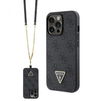 Guess GUHCP13LP4TDSCPK Apple iPhone 13/13 Pro melns cietais maciņš, Crossbody 4G Metal Logo