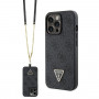 Guess GUHCP13LP4TDSCPK Apple iPhone 13/13 Pro melns cietais maciņš, Crossbody 4G Metal Logo