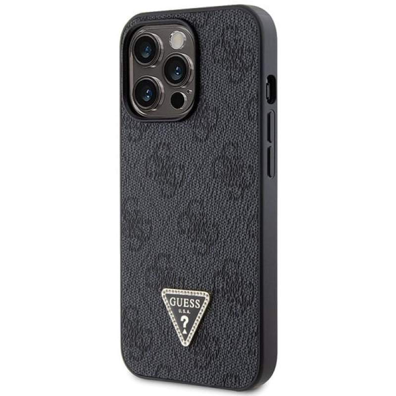 Guess GUHCP13LP4TDSCPK Apple iPhone 13/13 Pro melns cietais maciņš, Crossbody 4G Metal Logo