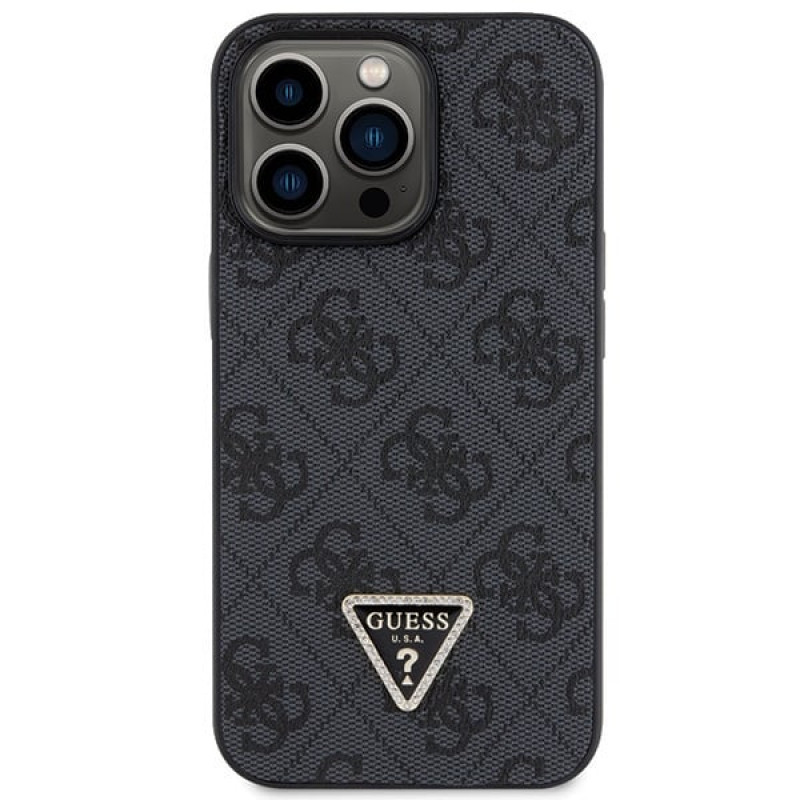 Guess GUHCP13LP4TDSCPK Apple iPhone 13/13 Pro melns cietais maciņš, Crossbody 4G Metal Logo