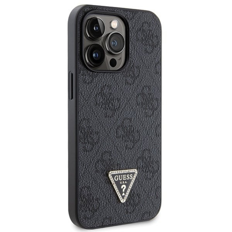 Guess GUHCP13LP4TDSCPK Apple iPhone 13/13 Pro melns cietais maciņš, Crossbody 4G Metal Logo