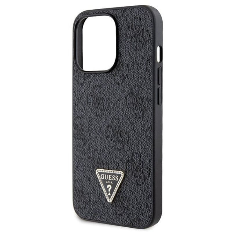 Guess GUHCP13LP4TDSCPK Apple iPhone 13/13 Pro melns cietais maciņš, Crossbody 4G Metal Logo