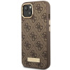 Guess GUHMP14MU4GPRW Apple iPhone 14 Plus / 15 Plus brūns cietais maciņš, 4G Logo Plate, MagSafe