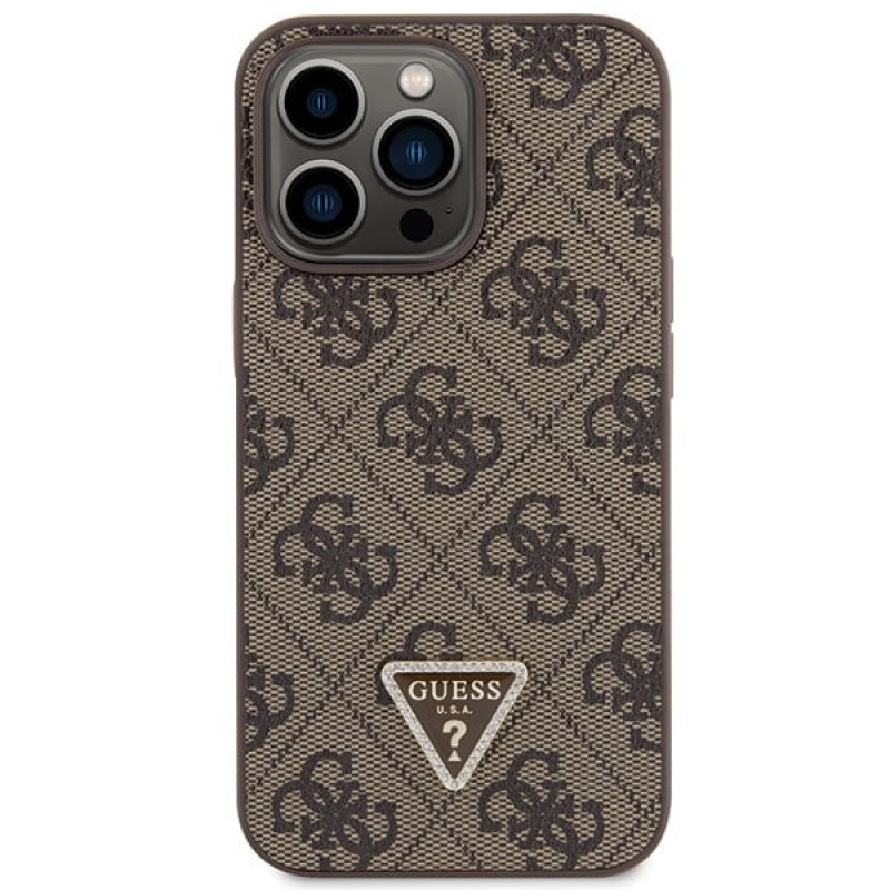 Guess GUHCP13LP4TDSCPW Apple iPhone 13/13 Pro brūns cietais maciņš, Crossbody 4G Metal Logo