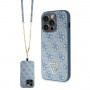 Guess GUHCP14XP4TDSCPB Apple iPhone 14 Pro Max zils cietais maciņš, Crossbody 4G Metal Logo