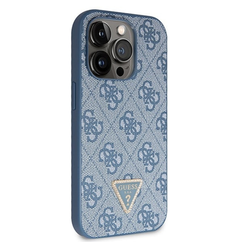 Guess GUHCP14XP4TDSCPB Apple iPhone 14 Pro Max zils cietais maciņš, Crossbody 4G Metal Logo