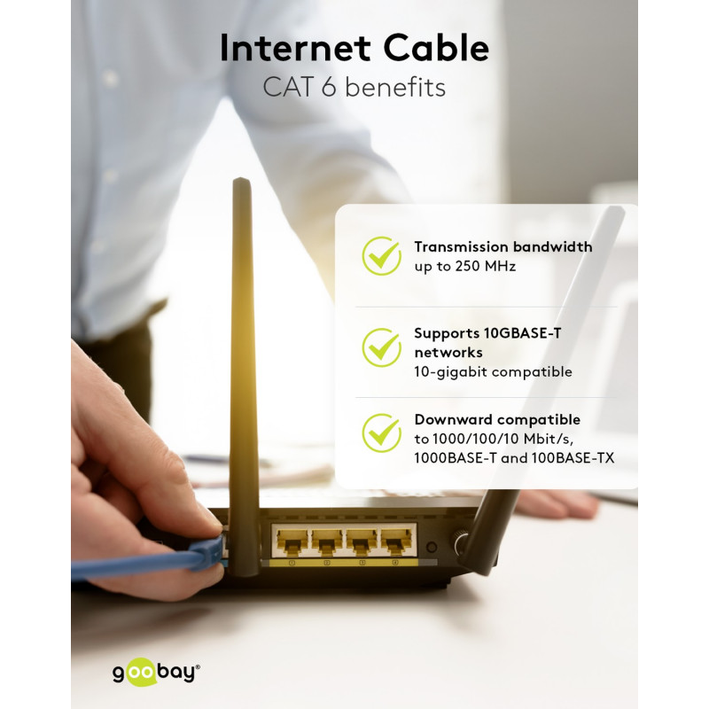 Goobay CAT 6 savienojuma kabelis S/FTP (PiMF), 5 m, pelēks, 10 gab. komplekts, vara vads (CU), bezhalogēna apvalks (LSZH)