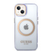 Guess GUHMP14SHTCMU Apple iPhone 14 purpura cietais futrālis, Gold Outline Translucent, MagSafe