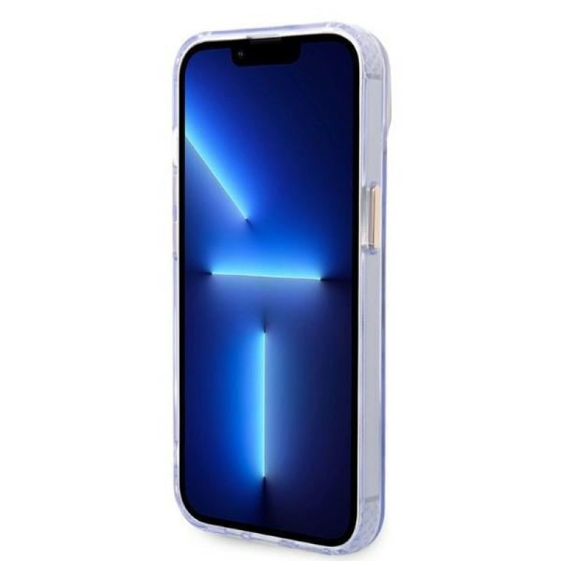 Guess GUHMP14SHTCMU Apple iPhone 14 purpura cietais futrālis, Gold Outline Translucent, MagSafe