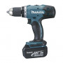 Makita DDF453RFE bezvadu urbjmašīna ar 2 akumulatoriem un bezkontakta patronu, melna/zila