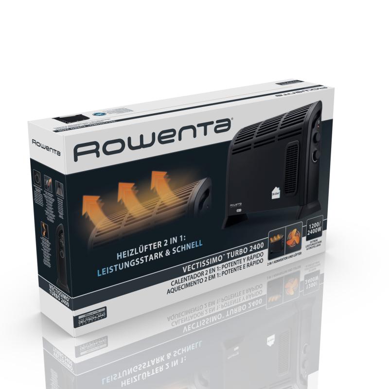 Rowenta Vectissimo Turbo CO3035F1 konvektora ventilatora sildītājs, 2400 W, melns
