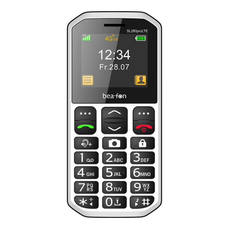 Beafon SL280pro LTE 4G Silver Line lielo pogu vienkāršais tālrunis, melnbalts