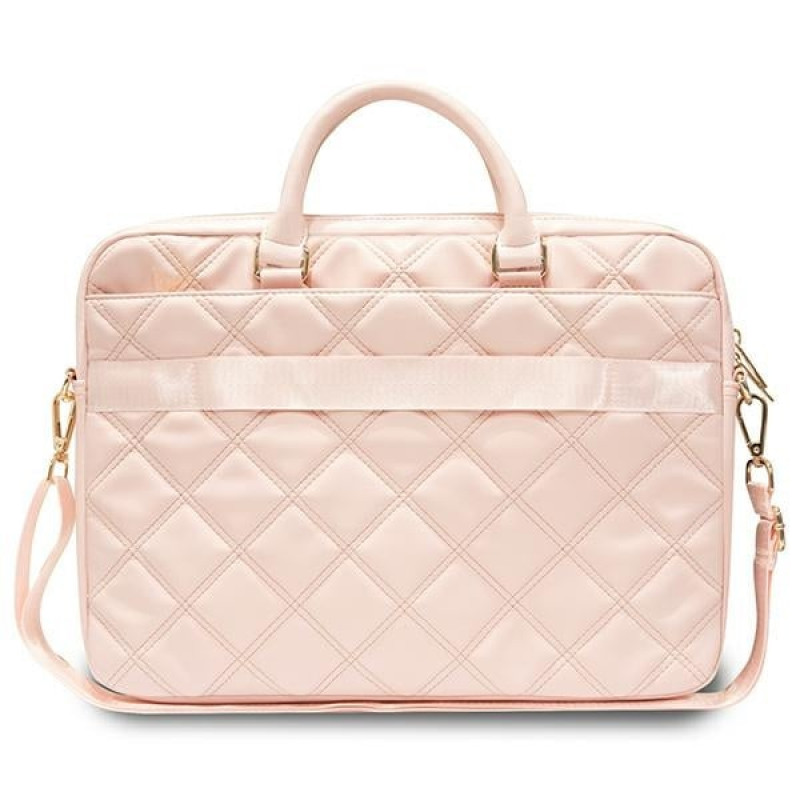 Guess GUCB15ZPSQSSGP 16 collu klēpjdatora soma, Quilted 4G, rozā