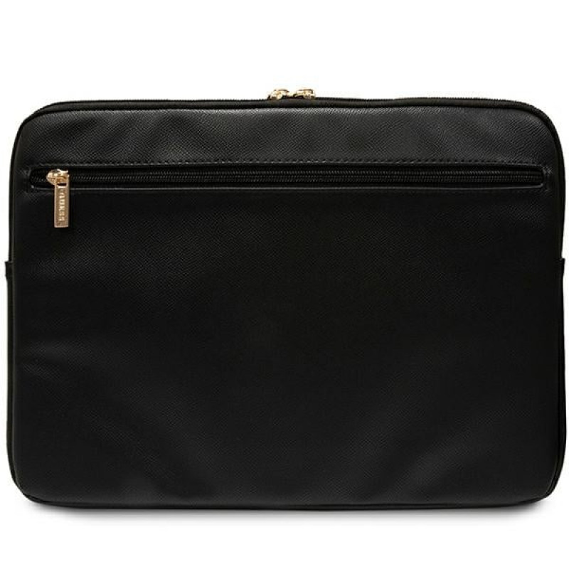 Guess GUCS16ZPGSTEGK ZIP Leather Triangle 4G portatīvā datora futrālis 16", melns