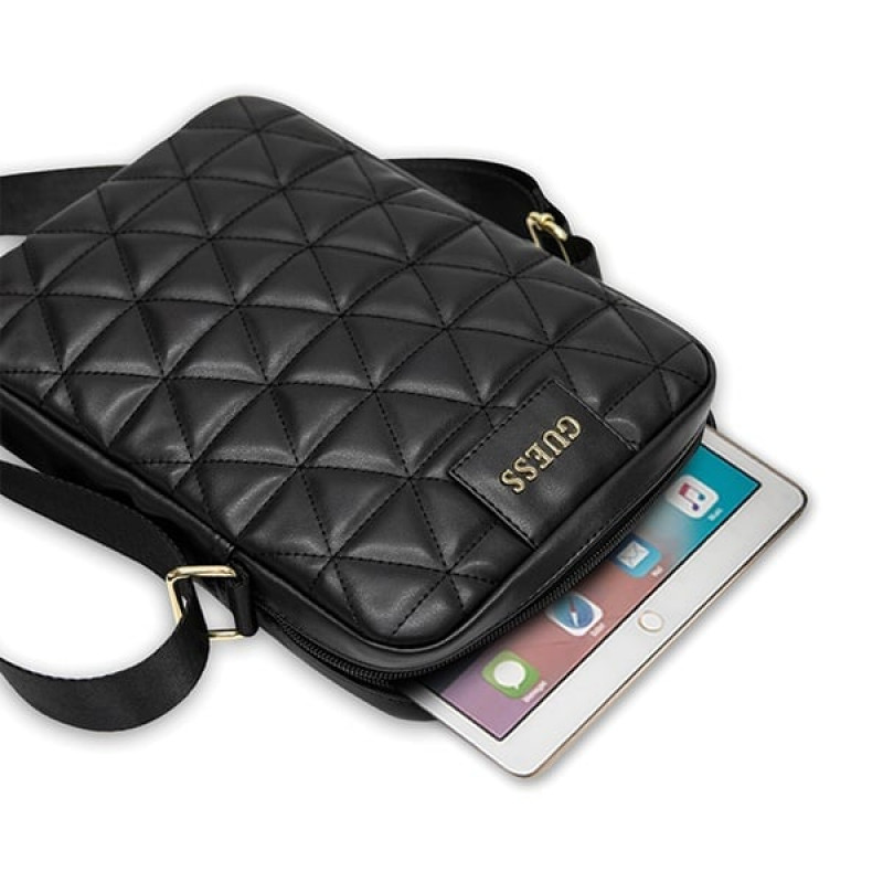 Guess GUTB10QLBK stepēta planšetdatora soma 10", melna