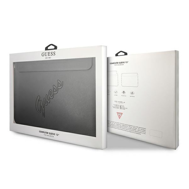Guess GUCS13PUSASBK Saffiano Script futrālis 13" klēpjdatoram, melns