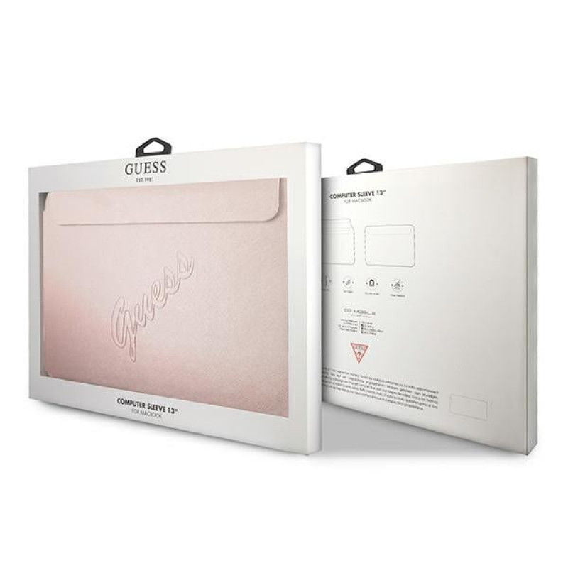 Guess GUCS13PUSASPI Saffiano Script futrālis 13" portatīvajam datoram, rozā