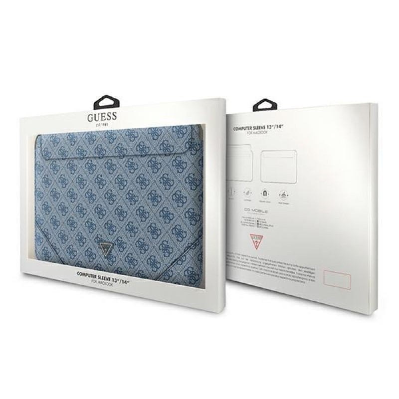 Guess GUCS14P4TB portatīvā datora futrālis 13/14 collas, 4G Uptown Triangle, zils