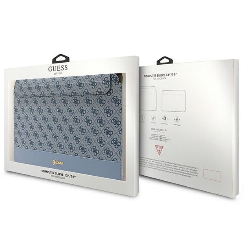Guess GUCS14PS4SGB klēpjdatora maciņš 14 collas, 4G Stripe Metal Logo, zils