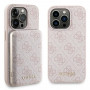 Guess GUBPM5P15L4GEMGP Apple iPhone 15 Pro cietais maciņš + 5000 mAh MagSafe pārnēsājamais akumulators komplektā, 4G Metal Logo, rozā