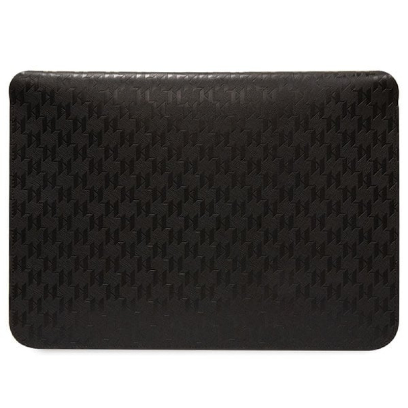 Karl Lagerfeld KLCS14SAKLHPK portatīvā datora futrālis 14 collām, melns, Saffiano Monogram Plaque