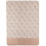 Guess GUFCP12PS4SGP Apple iPad Pro 12.9" (2020/2021/2022, 4th/5th/6th gen) grāmatveida futrālis, 4G Stripe Allover, rozā