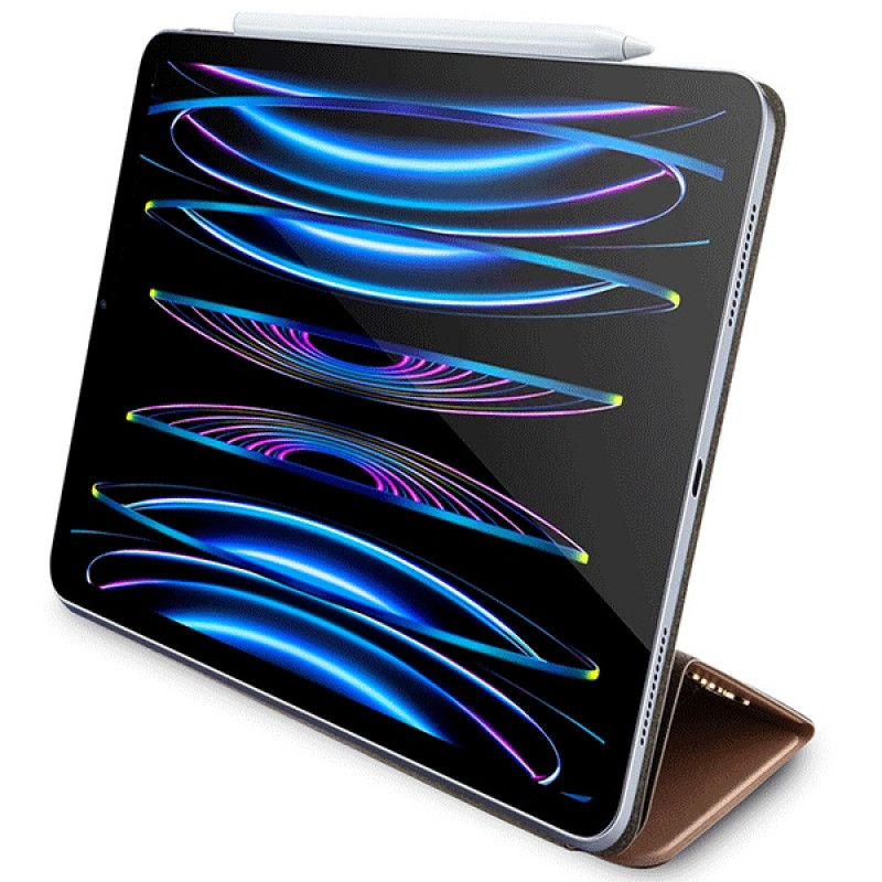 Guess GUFCP12PS4SGP Apple iPad Pro 12.9" (2020/2021/2022, 4th/5th/6th gen) grāmatveida futrālis, 4G Stripe Allover, rozā
