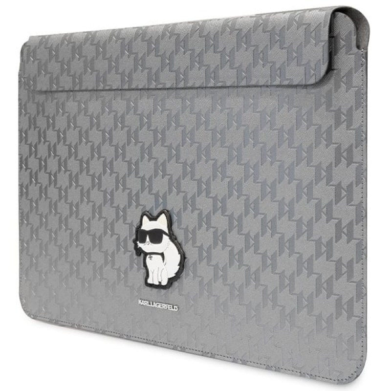 Karl Lagerfeld KLCS14SAKHPCG Portatīvā datora futrālis 14 collām, sudraba, Saffiano Monogram Choupette