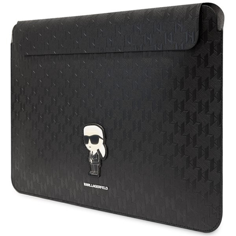 Karl Lagerfeld KLCS14SAKHPKK portatīvā datora futrālis 14 collām, melns, Saffiano Monogram Ikonik