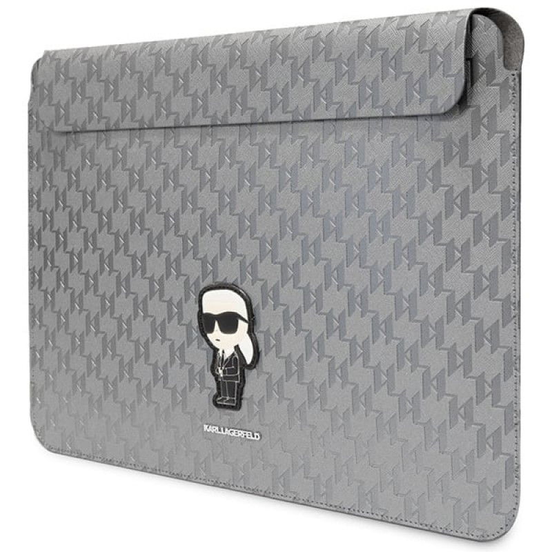 Karl Lagerfeld KLCS14SAKHPKG Portatīvā datora futrālis 14 collām, sudraba, Saffiano Monogram Ikonik