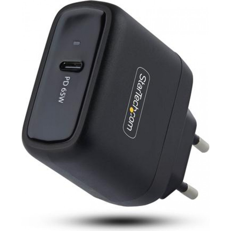 StarTech.com 1065EB-WALL-CHARGER 65 W USB-C GaN portatīvā datora sienas lādētājs, melns