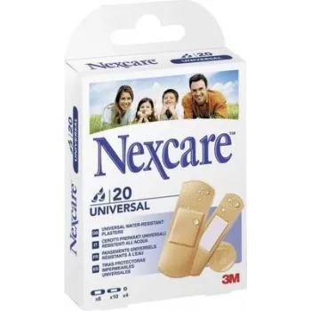3M Nexcare Universal līmlentes, 20 dažāda izmēra strēmeles, ādas krāsā, elpojošas un ūdeni atgrūdošas, bez lateksa (N0320AS)