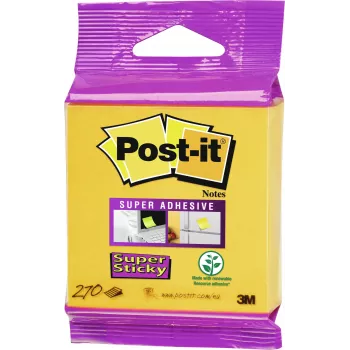 3M Post-it Super Sticky piezīmju lapiņas 2014-S, 76x76 mm, narcises dzeltenas, 270 loksnes