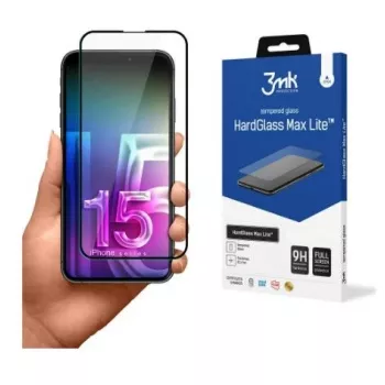 3MK Apple iPhone 15 HardGlass Max Lite Melns ekrāna aizsargs