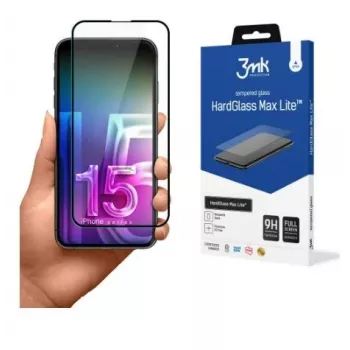 3MK Apple iPhone 15 Pro HardGlass Max Lite rūdīta stikla ekrāna aizsargs melns