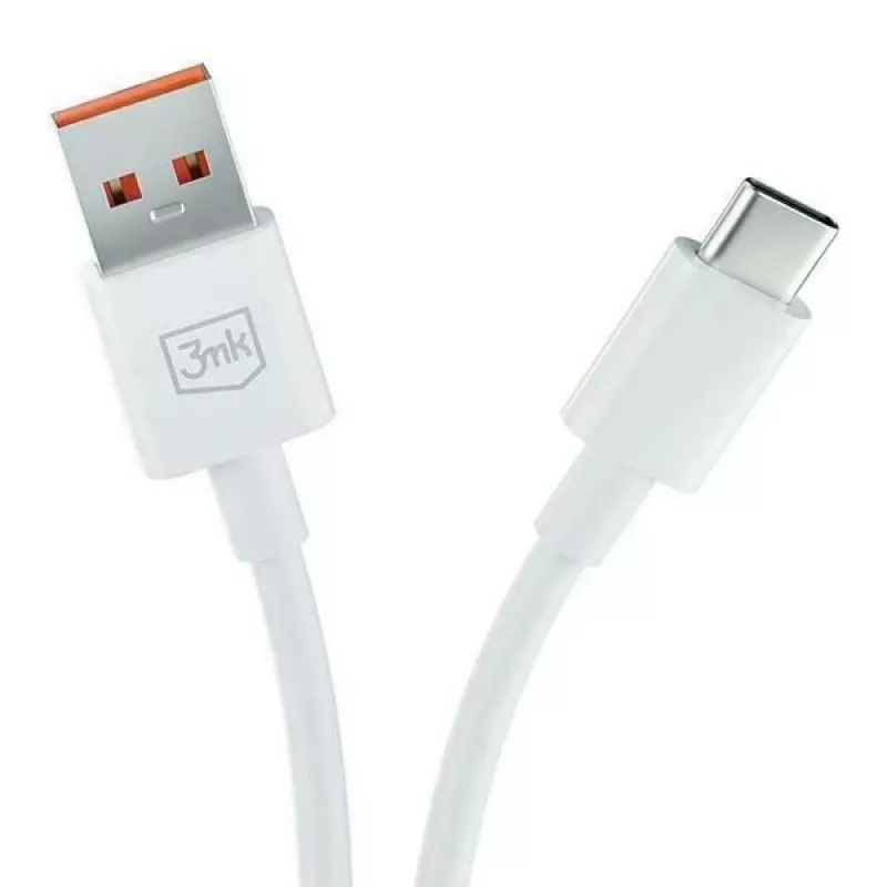 3MK Hyper Cable USB-A to USB-C 5A 60W 1.2m Balts