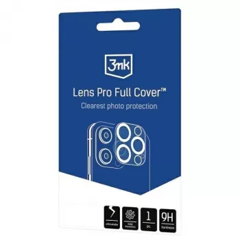 3MK Lens Pro Full Cover rūdīta stikla kameras lēcu aizsargs iPhone 14 Pro / 14 Pro Max ar alumīnija rāmi un montāžas rāmi (1 gab., melns)