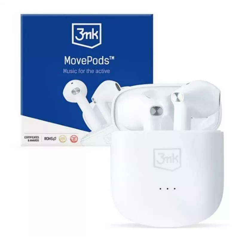3MK MovePods 6.5 Hours Bluetooth 5.3 True Wireless Earbuds White