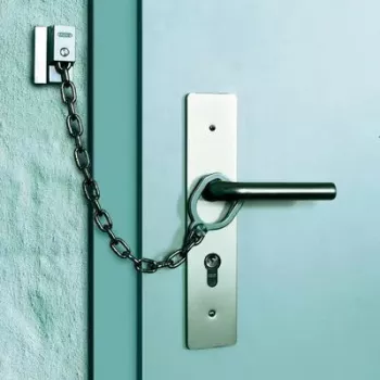 ABUS ABTS21540 durvju ķēde ar drošības gredzenu, niķelēts tērauds, 215 mm